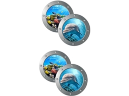 Conjunto De 4 Adesivos De Parede Com Animais Marinhos Para Decoração De Janelas.