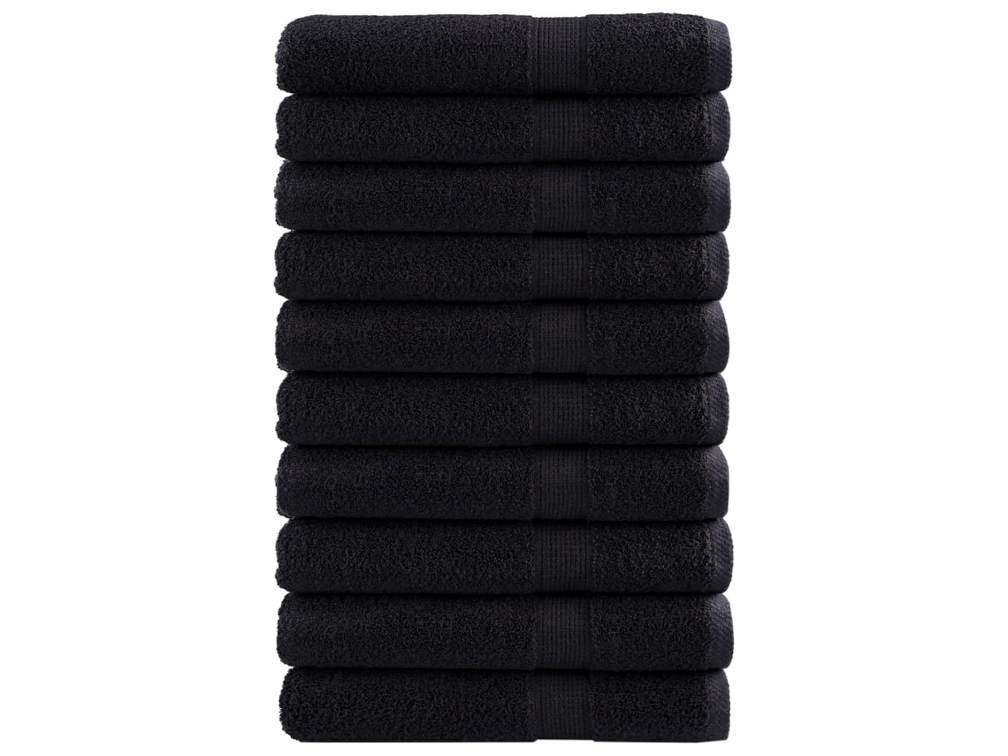 Vidaxl Toalhas Premium Solund 10 Pcs 100x200 Cm 600 Gsm Preto