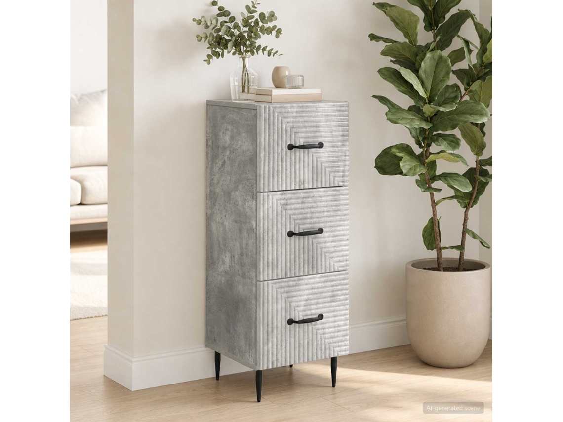 Vidaxl Gabinete De Gavetas Cinzento Cimento 33 X 34,5 X 89,5 Cm