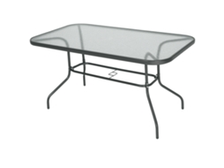 Mesa de jardim com orifício para guarda-sol, metal e vidro, 140x80x70cm, cinza ZENCORE SERVICES