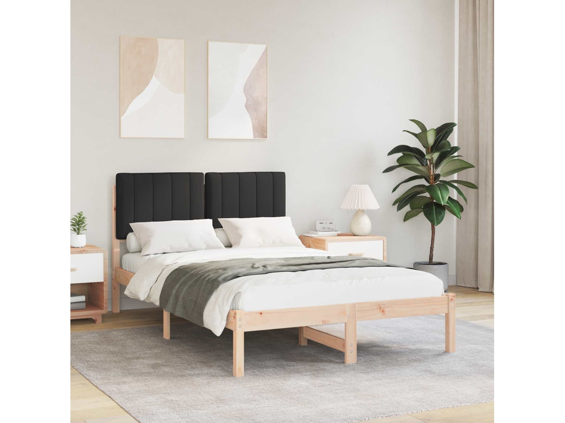 Vidaxl Estrutura De Cama Com Cabeceira Estofada Natural E Preto