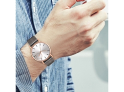 Reloj De Moda Para Parejas Con Correa De Malla Dial Redondo Cuarzo Unisex
