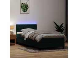 Vidaxl Cama Box Spring C/ Colchão E Led Verde-escuro 80x220 Cm Veludo