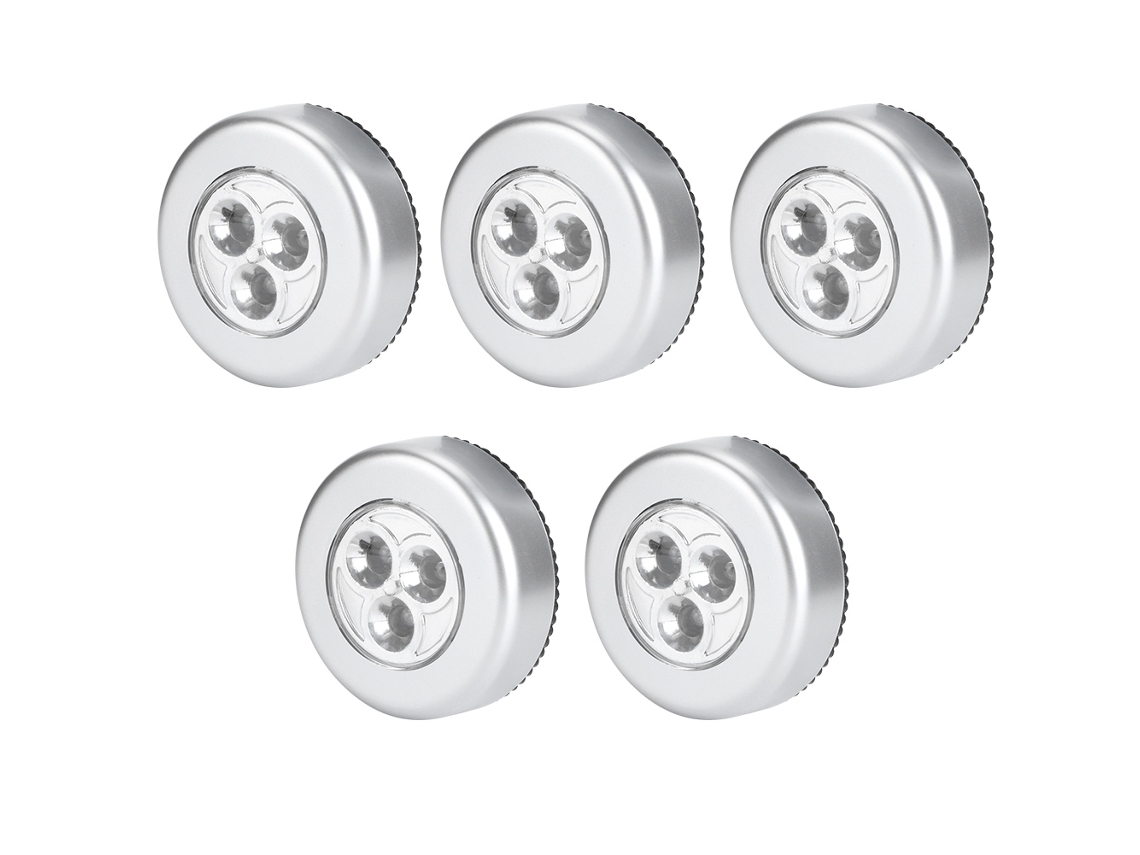 Kit com 5 luzes noturnas LED mini, inovadoras, para quarto, cama, armário, plástico, 3 lâmpadas | S/MARCA