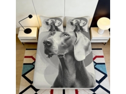 Conjunto de Cama com Estampa 3d Cachorro em Microfibra Fronha 200x25cm
