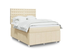Vidaxl Cama Com Molas/colchão 140x200 Cm Tecido Cor Creme