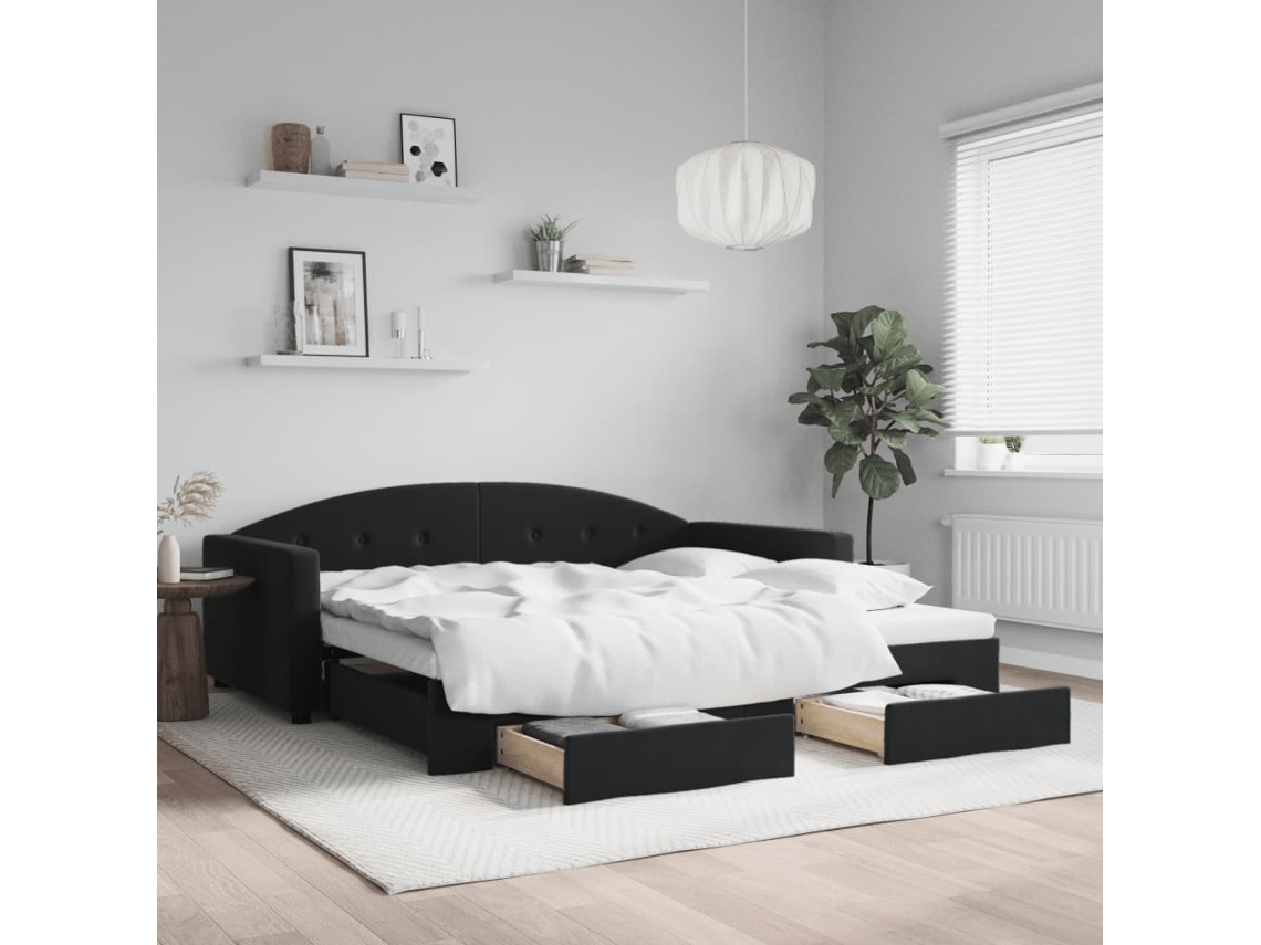 Vidaxl Sofá-cama Com Gavetão E Gavetas 100x200 Cm Veludo Preto