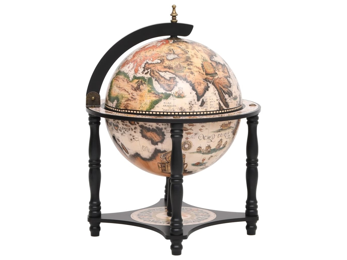 Garrafeira em forma de globo VIDAXL Preto Madeira (42x42x57 cm)