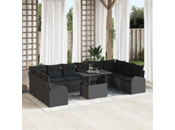 Vidaxl Conjunto De Sofá De Jardim 11 Unid. Preto Rattan Sintético