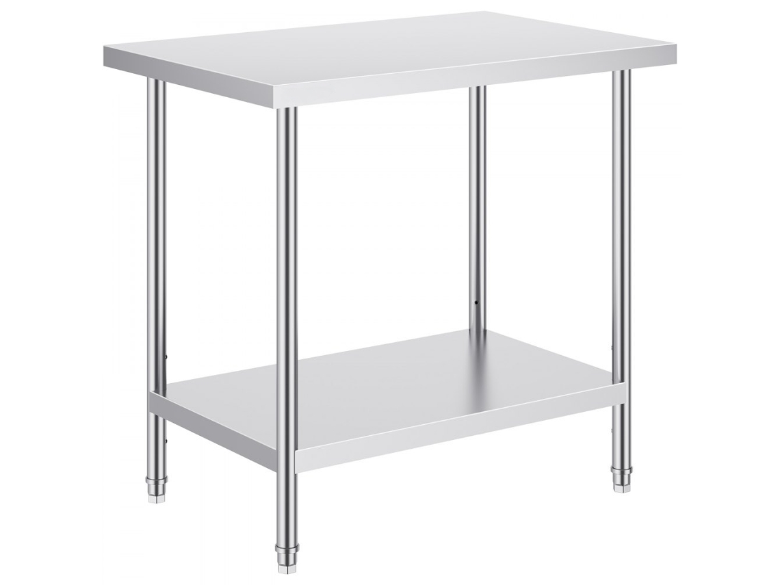 Mesa De Trabalho Inox 91x61x86cm Com Altura Ajustável E Capacidade De 340kg Tekmaquinas