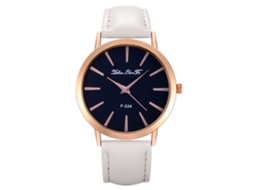 Reloj De Pulsera Unisex De Cuero Pu Moda Quartz Para Hombre Y Mujer (blanco)