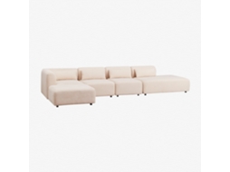 Sklum Sofá Modular De Canto Em 4 Peças Com Chaise Longue Direita E Puff Fogler Poliéster                       Chenille Creme Bege