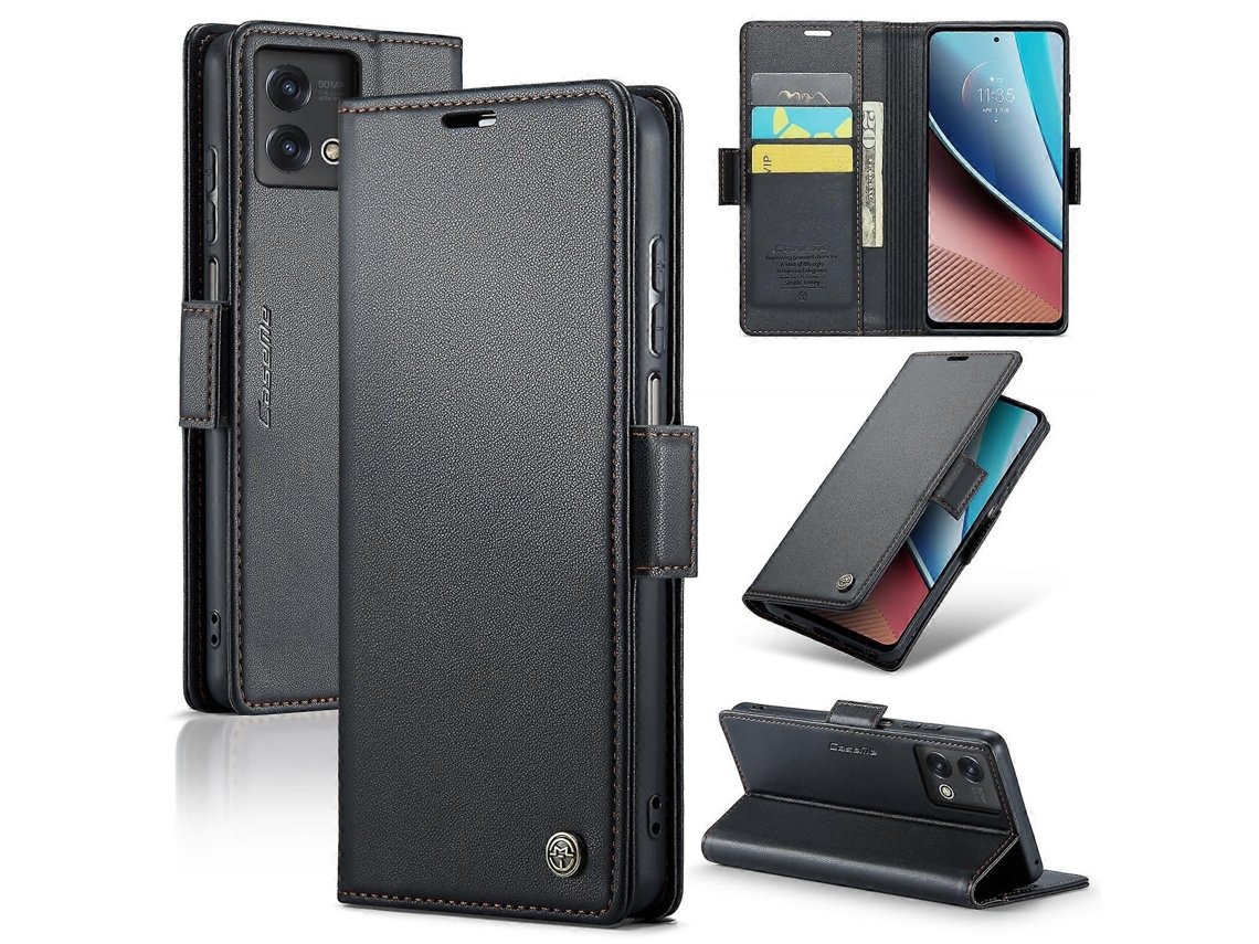 Capa De Celular Caseme 023 Com Fecho Borboleta, Textura De Lichia E Proteção Rfid Antirroubo Para Motorola Moto G Stylus 5g 2023.
