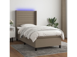 Vidaxl Cama Box Spring + Colchão/led 90x200cm Tecido Cinza-acastanhado