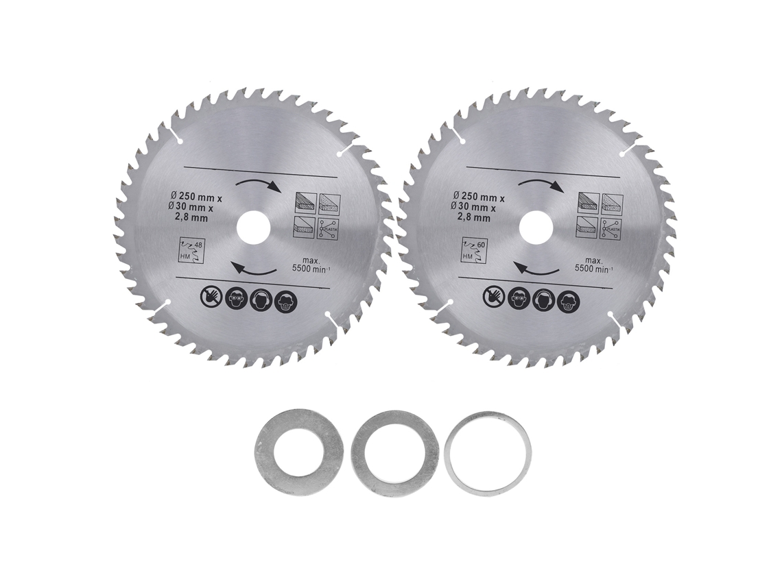2 lâminas de serra circular de carboneto de 9,8 polegadas para madeira, aglomerado e compensado, 48/60 dentes para marcenaria.