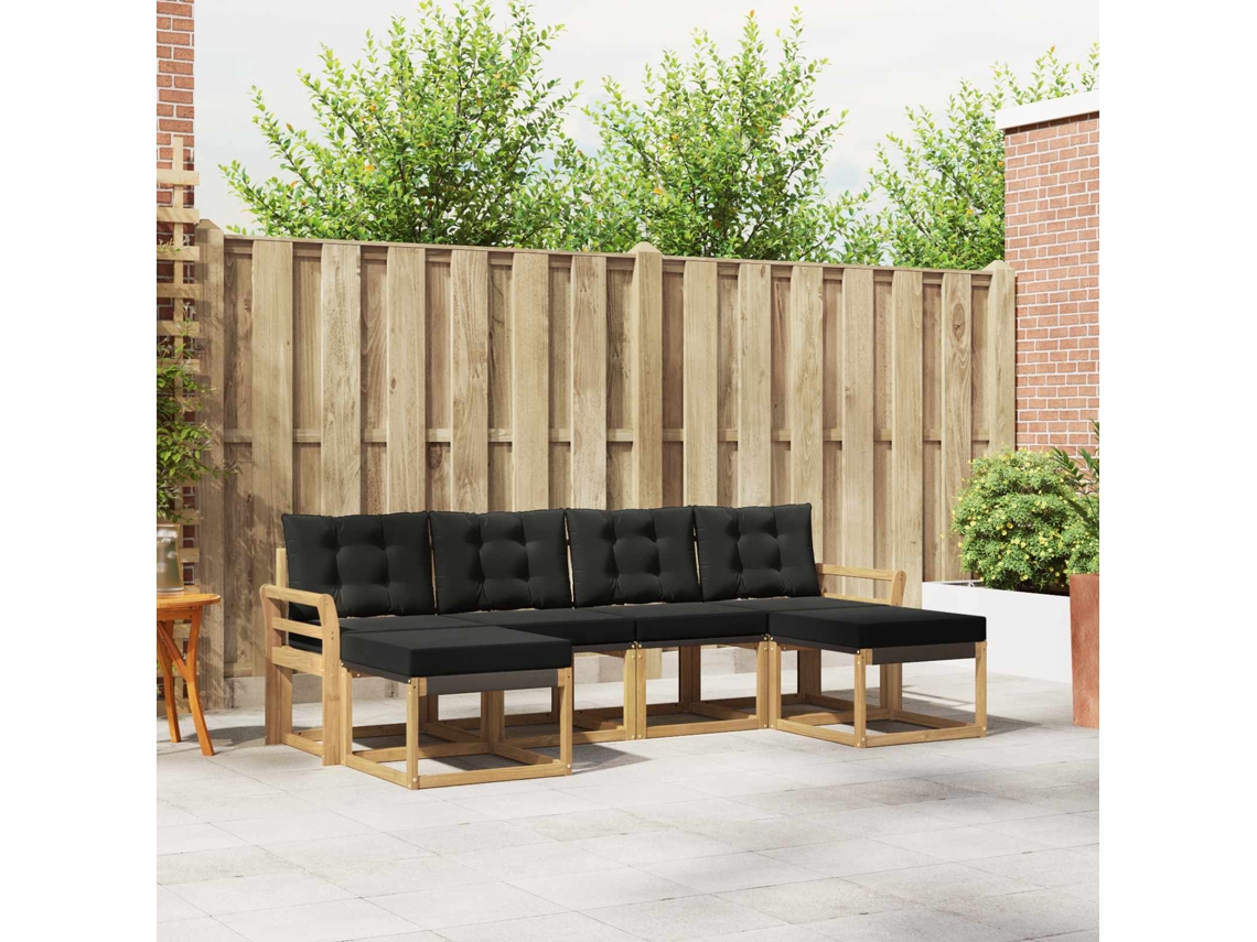 Vidaxl Conjunto De Sofás Para Exterior 6 Unid. Branco E Preto