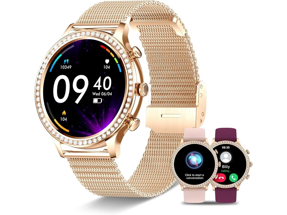 Smart Watch Discador De Chamadas Smart Watch Para Android Ios Tela Touch De 1 32 Polegadas 3 Pulseiras Com Controle De Voz Ai Monitoramento