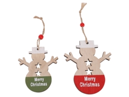 Laxiscreed Conjunto De 2 Ornamentos Natalícios Em Madeira Com Boneco De Neve Para Decoração Natal