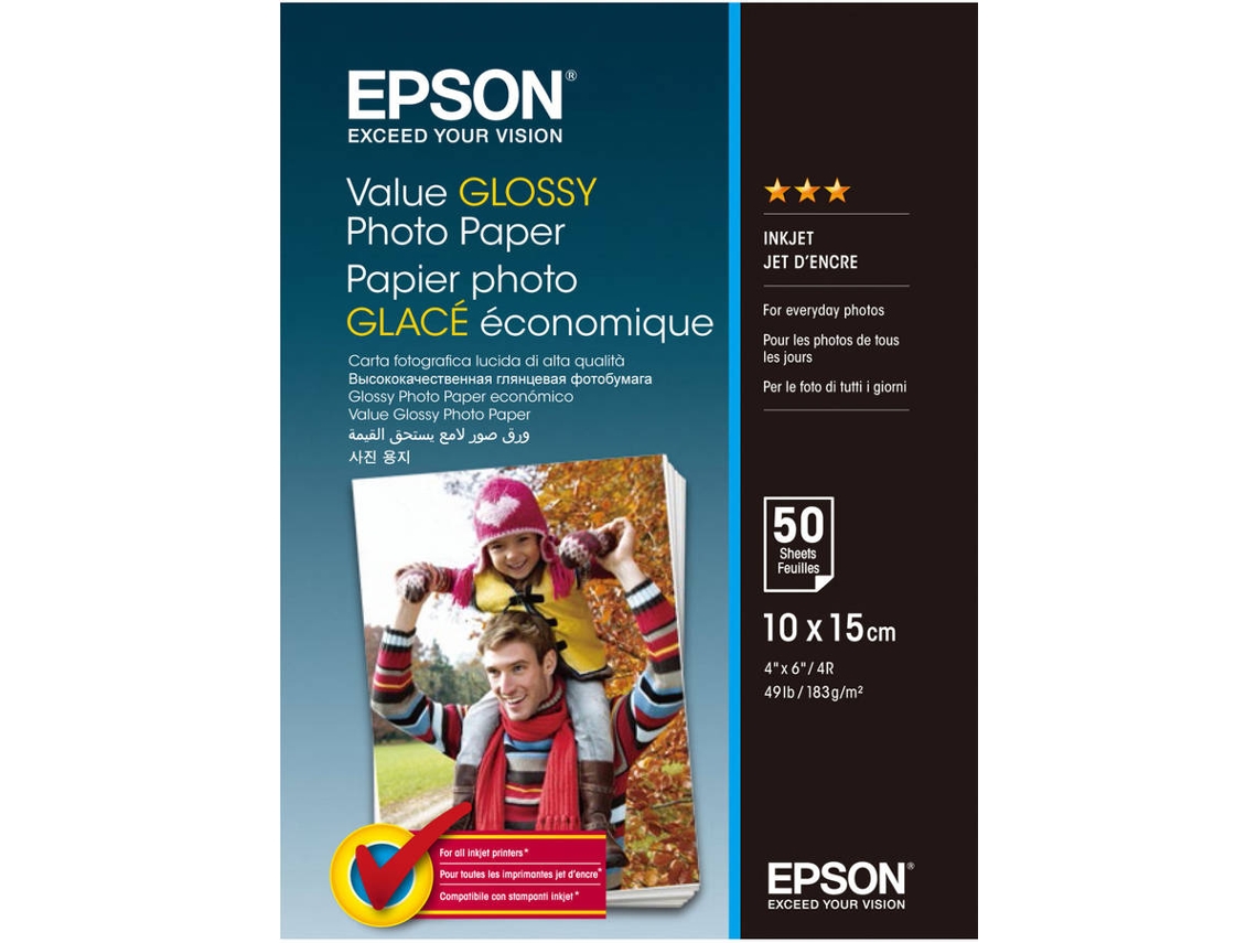 Papel Foto Brilhante EPSON 10X15 50 Folhas