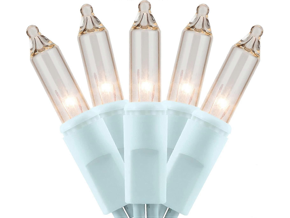 Rebe luces de Navidad Claras Con Cable Blanco 2 Hileras 21 Pies 100 Lámparas Incandescentes Ul Certificadas