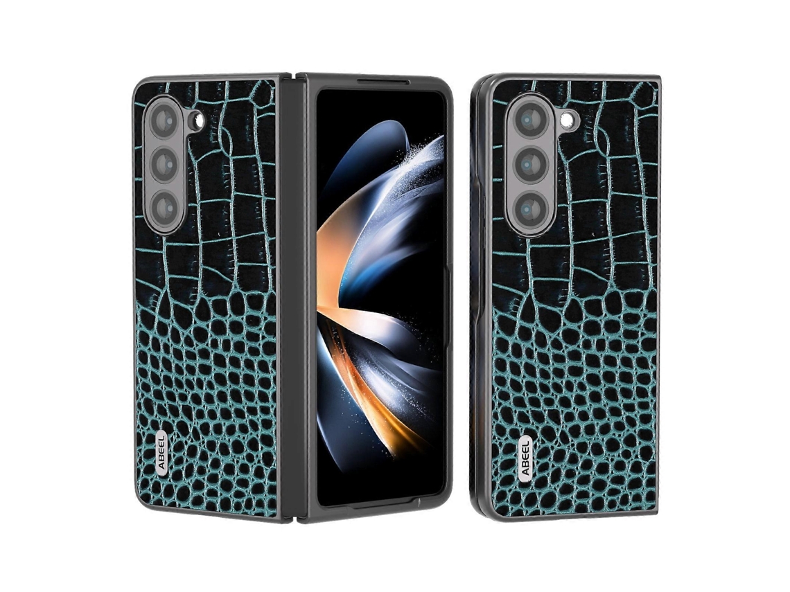 Capa De Celular Abeel Em Couro Com Estampa De Crocodilo E Borda Preta