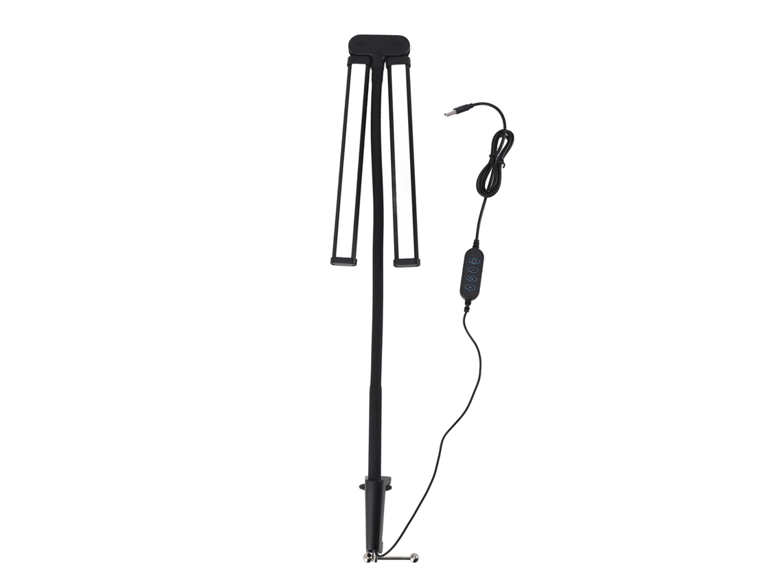 Lâmpada de Mesa LED de duplo cabeçalho 3 cores regulável com clamp e pescoço de ganso flexível 10W USB 5V com S/MARCA