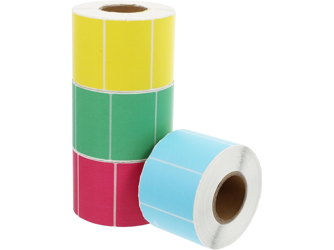 Pacote com 4 Rolos de Etiquetas Retangulares Papel Térmico À Prova D'água da Amosfun, Adesivos Sólidos Resiste