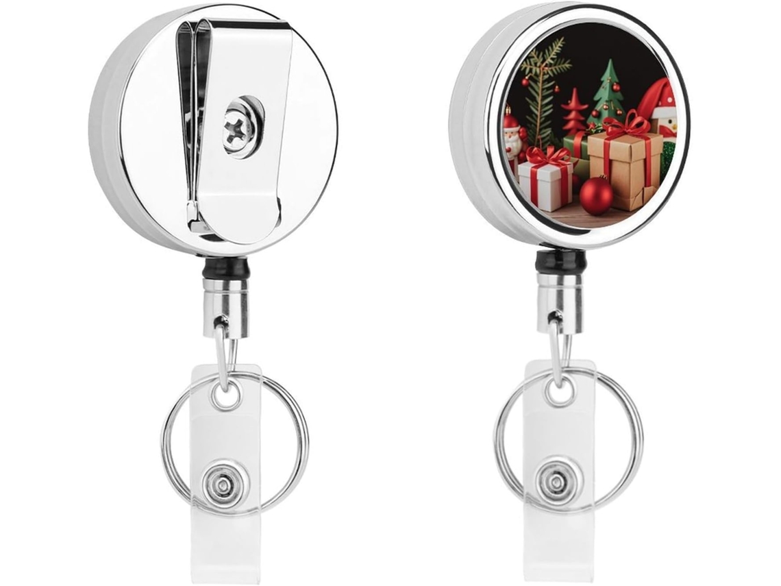 Porta Crachá Retrátil De Metal Compacto E Leve Com Clipe E Chaveiro, Ideal Enfermeiros, Professores E Funcionários