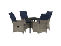 Conjunto 5 De Jantar Com Almofadas Vidaxl De Vime Cinza Polirattan