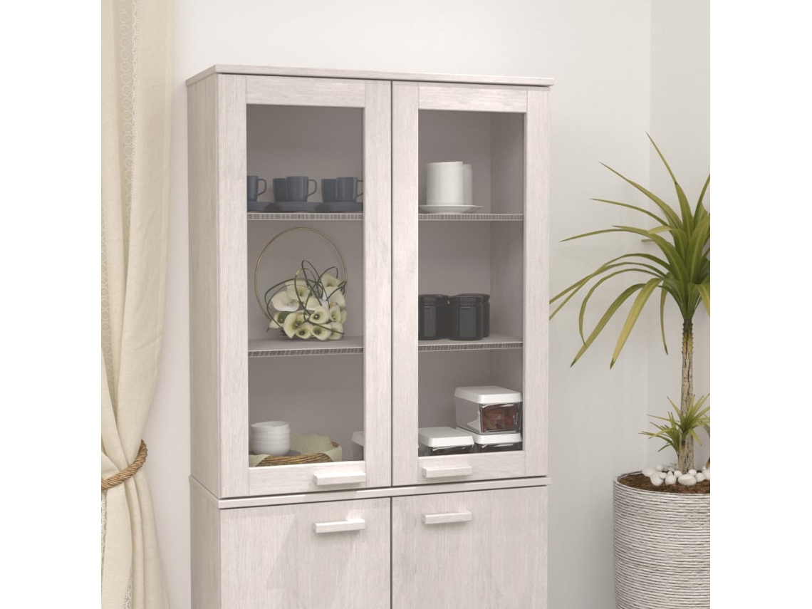 Topo P/ Armário Alto Hamar 85x35x100 Cm Pinho Maciço Branco Lovely Home
