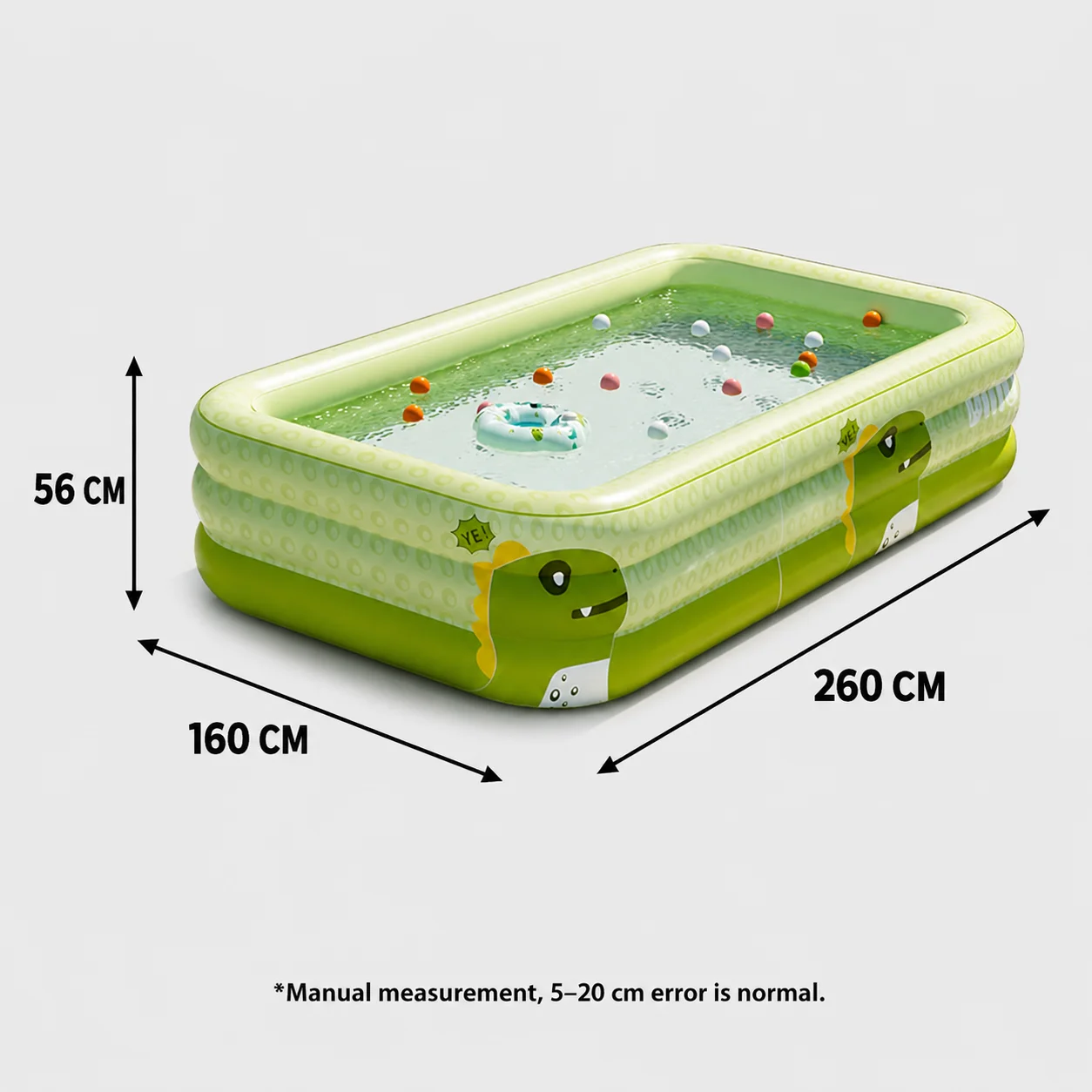 Piscina Inflável (260x160x56cm), Piscina Desmontável Acima Do Solo, Piscina Grande Para Festas Em Família, Jogos Ao Ar Livre.