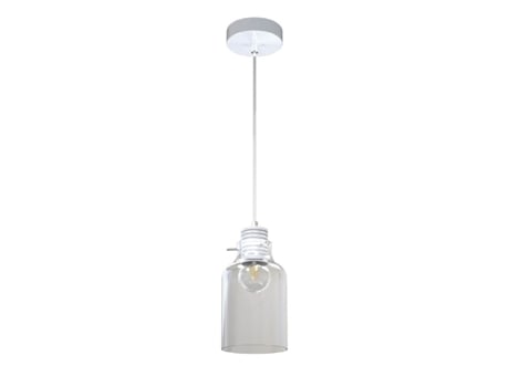 Lâmpada de Suspensão Alessandro In Metal Vidro Branco Transparente 12X12X105 Cm EPIKASA