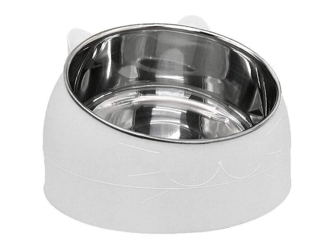 Tigela para Ração de Animais de Estimação, para Gatos com Abertura Inclinada, de Aço Inoxidável, Recipiente para Comida, Água, 800 Ml AQUAFORGE
