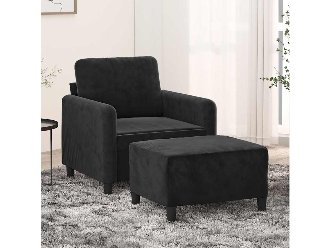 Vidaxl Poltrona Com Apoio De Pés 60 Cm Veludo Preto