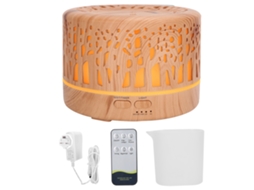 Humidificador Difusor Aromático De 700ml Com Textura De Madeira E 7 Luzes Coloridas