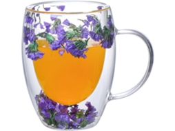 Xícaras De Vidro De Parede Dupla Com Flor Seca E Alça, Ideais Para Café E Coquetéis Copos Elegantes
