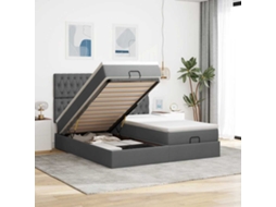 Vidaxl Estrutura De Cama Otomana Com Colchões Tecido Cinzento Escuro