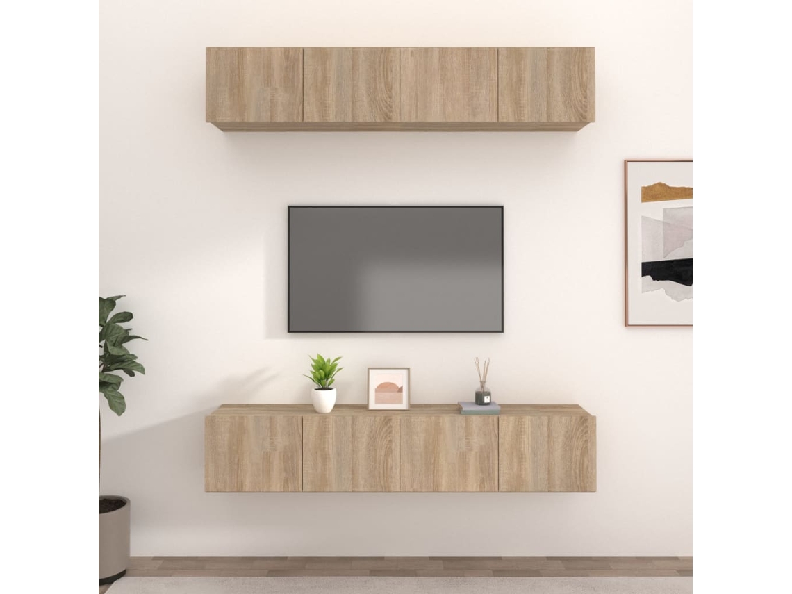 Vidaxl Móveis Tv 4 Pcs 80x30x30cm Derivados De Madeira Carvalho Sonoma