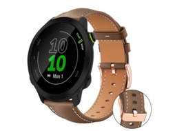 Bracelete para Garmin Forerunner 45 / 45s / Swim 2 Couro Vegano Preto Estampa de Tubarão Fivela Dourada Rosa Cor Café XIAOMOYU