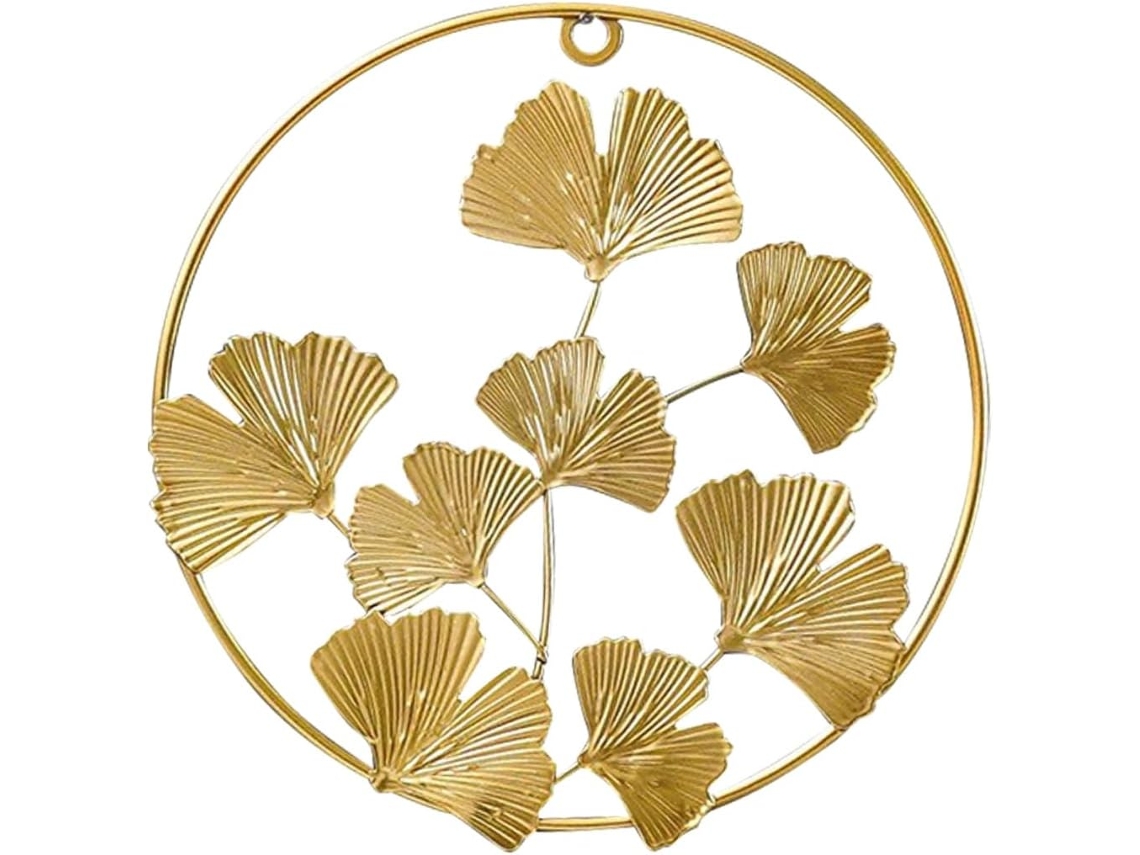 De Parede Nórdica Em Ferro Dourado Com Pingente Vazado De Ginkgo, Peça Única, Elegante E Artesanal Para Sala De Estar, Gokoco