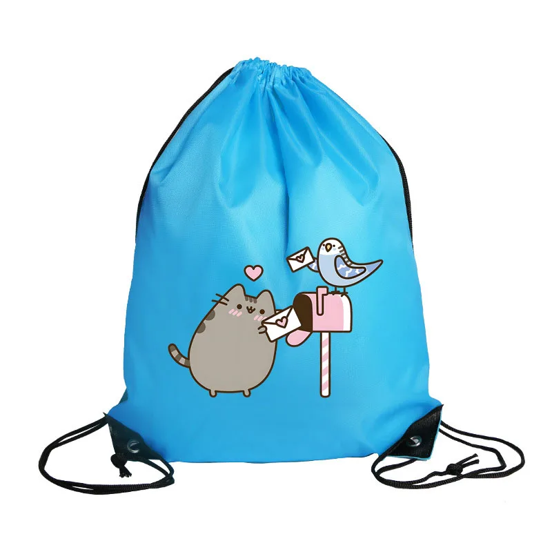 Mochila Infantil Pusheen Casual e Fofa com Cordão, Estampa de Anime, Mochila Escolar para Meninas e Meninos, Nova Mochila com Cordão BRILVIBERA
