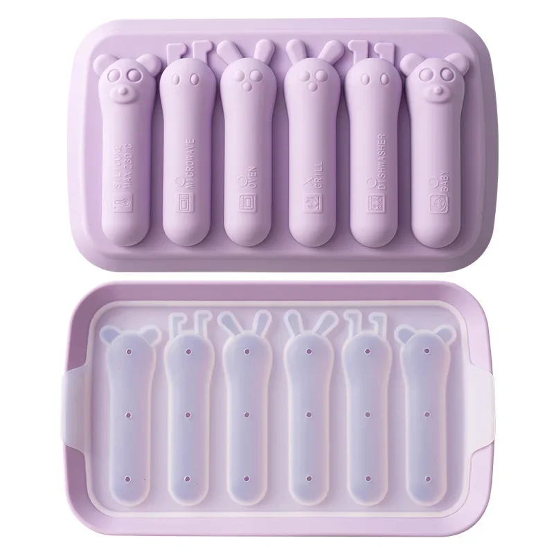 Forma de Silicone Roxa para Fazer Linguiça, com 6 Compartimentos, Ideal para Uso Doméstico. MDUG