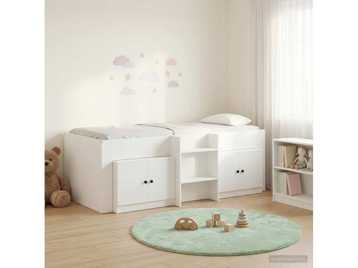 Vidaxl Cama Loft Com Armário 3 Unid. Branco Derivados De Madeira