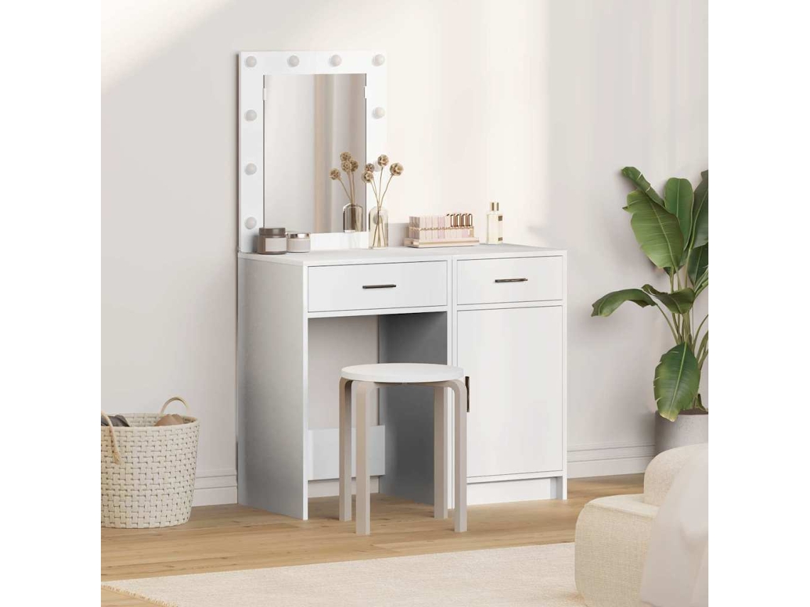 Vidaxl Mesa De Vestir 2 Pcs Branco 50 X 41 X 135 Cm Madeira Processada