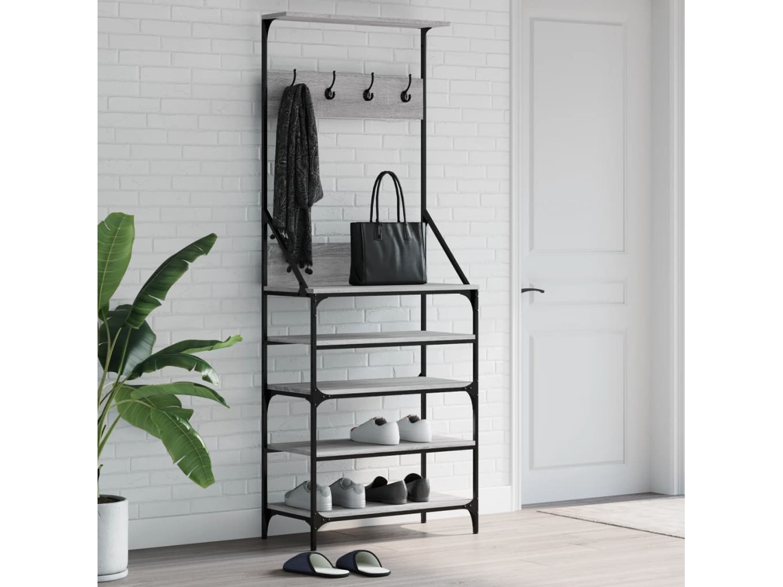 Vidaxl Bengaleiro Com Arrumação Calçado 70x34x184 Cm Cinzento Sonoma