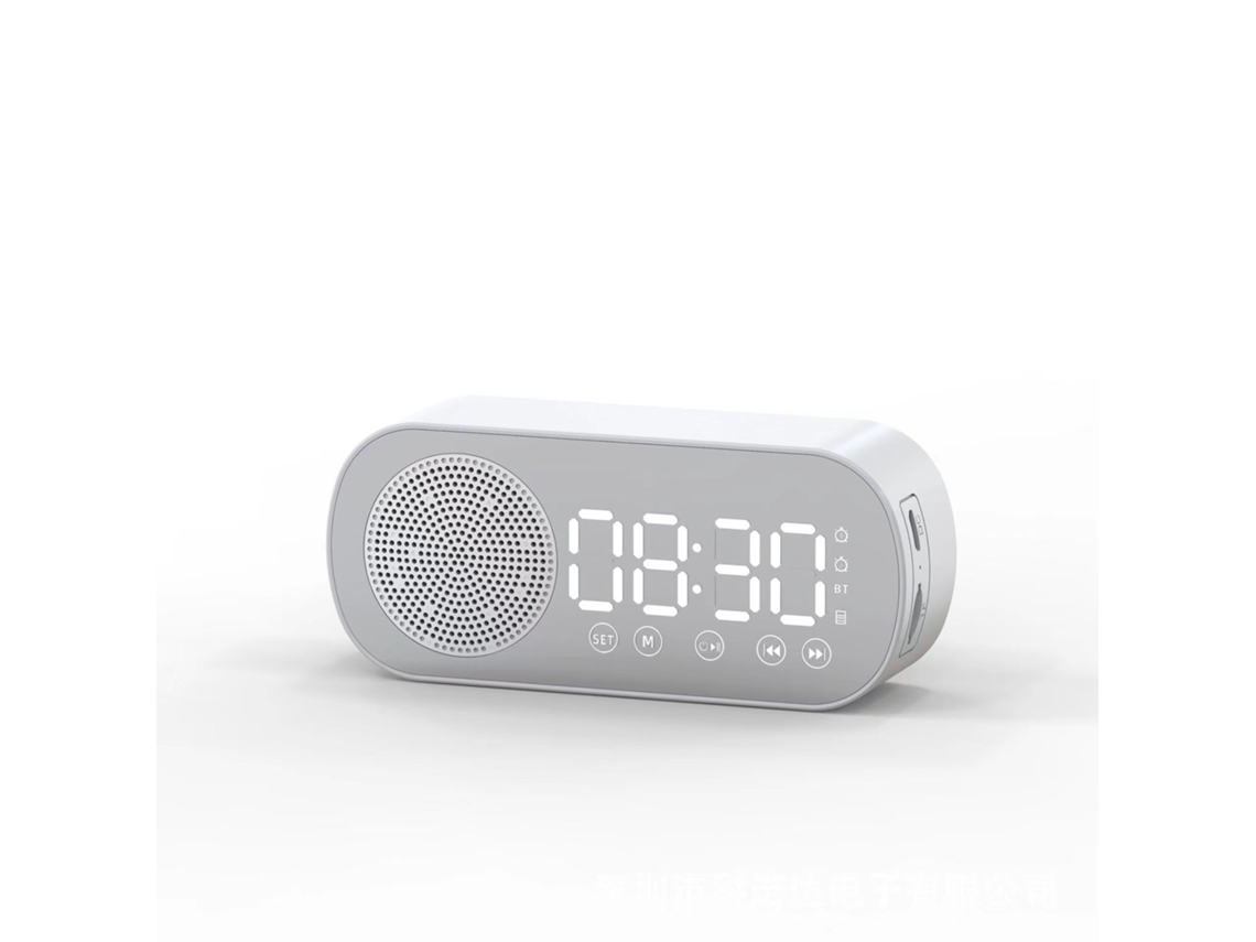 Mini Coluna Bluetooth Branca com Despertador ZYBLSSBB