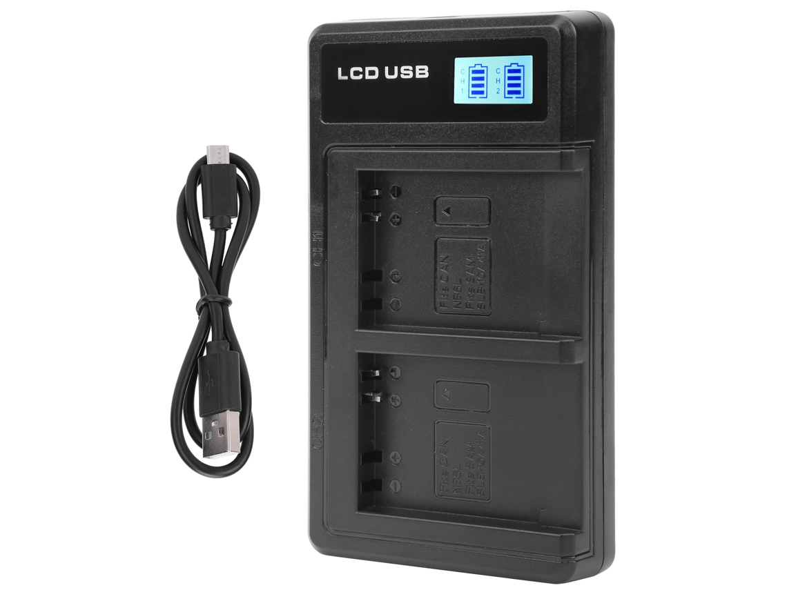 Cargador De Batería Portátil Para Cámara Nb‑6l Cargador Dual Usb Con Pantalla Lcd