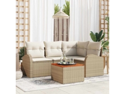 Vidaxl Conjunto De Sofá De Jardim 5 Unid. Bege Vime Pe