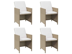 Maison Exclusive - Cadeiras De Jardim Com Almofadões 4 Pcs Vime Pe Bege