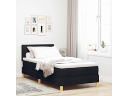 Vidaxl Cama Box Spring Led Com Fitas Led Preto 90 X 200 Cm Tecido